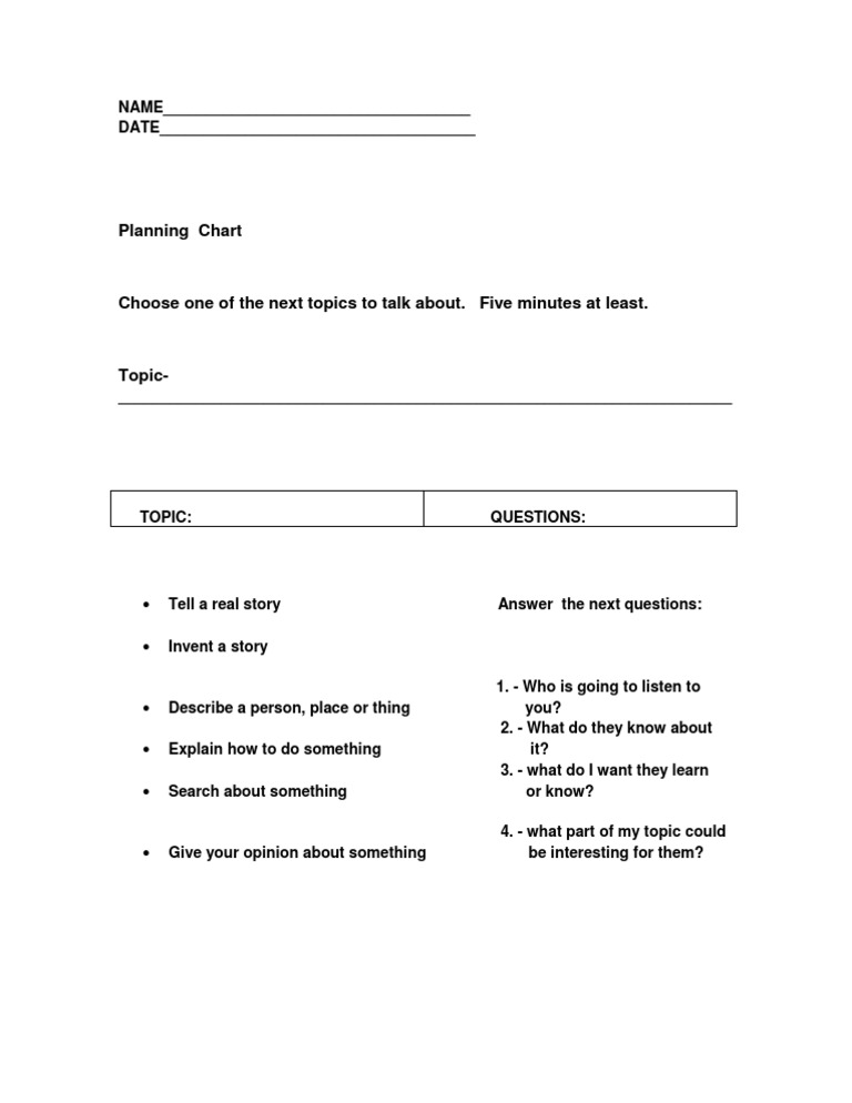 Planning Chart | PDF