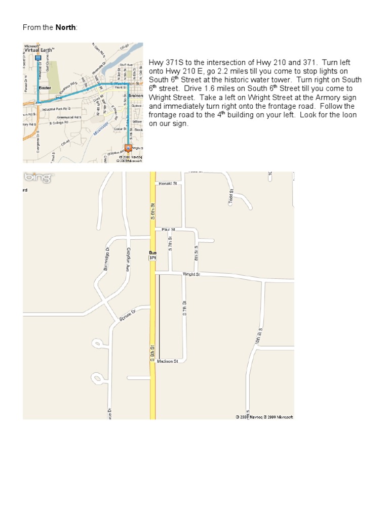 Driving Directions to Our Location | PDF