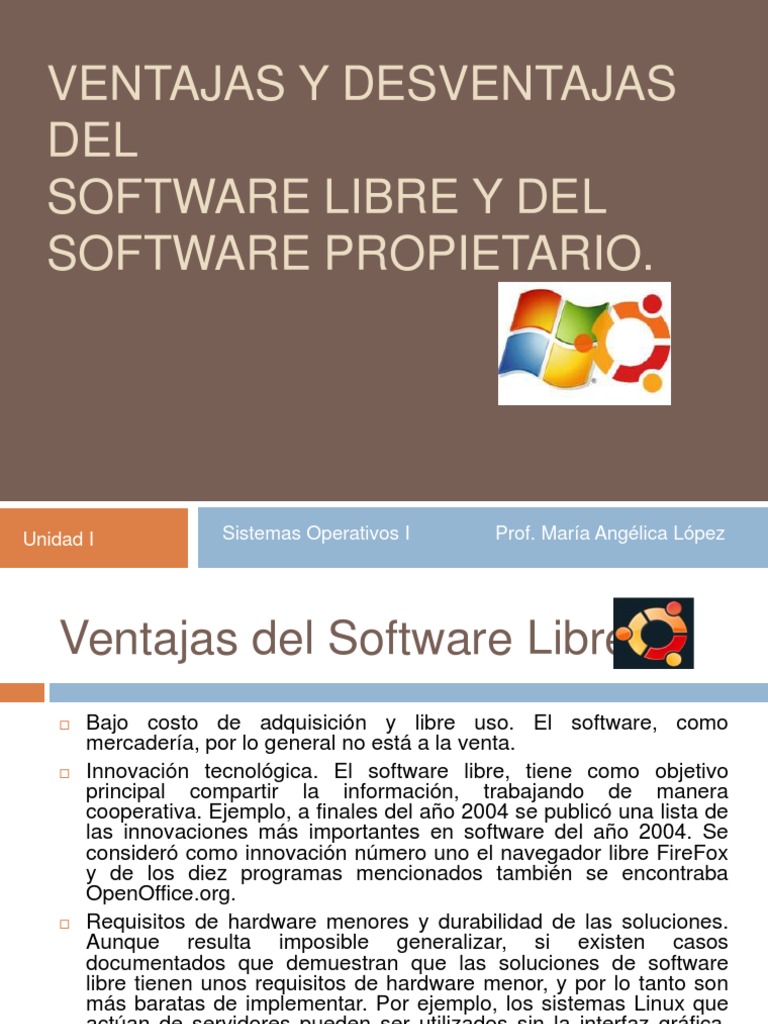 Ventajas y Desventajas Del Software PDF Software libre Usuario (informática)