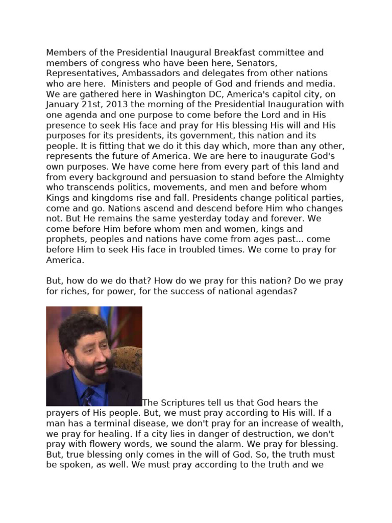 2013 Presidential Inaugural Breakfast Transcript | PDF | Last Judgment ...