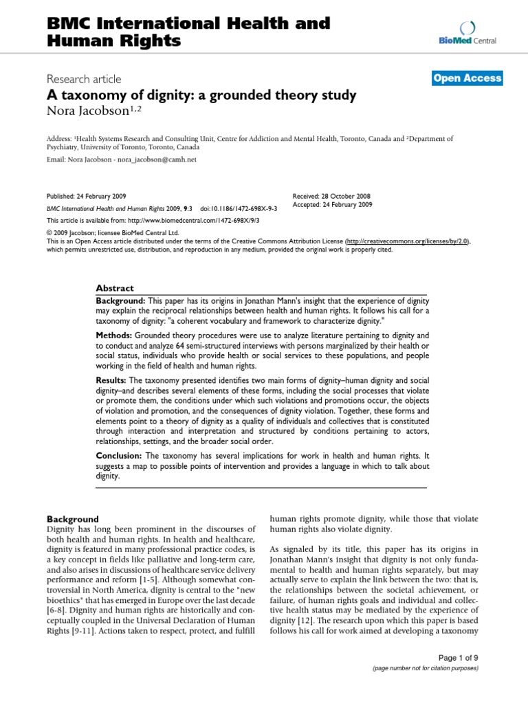 A Taxonomy of Dignity | PDF | Dignity | Self Esteem