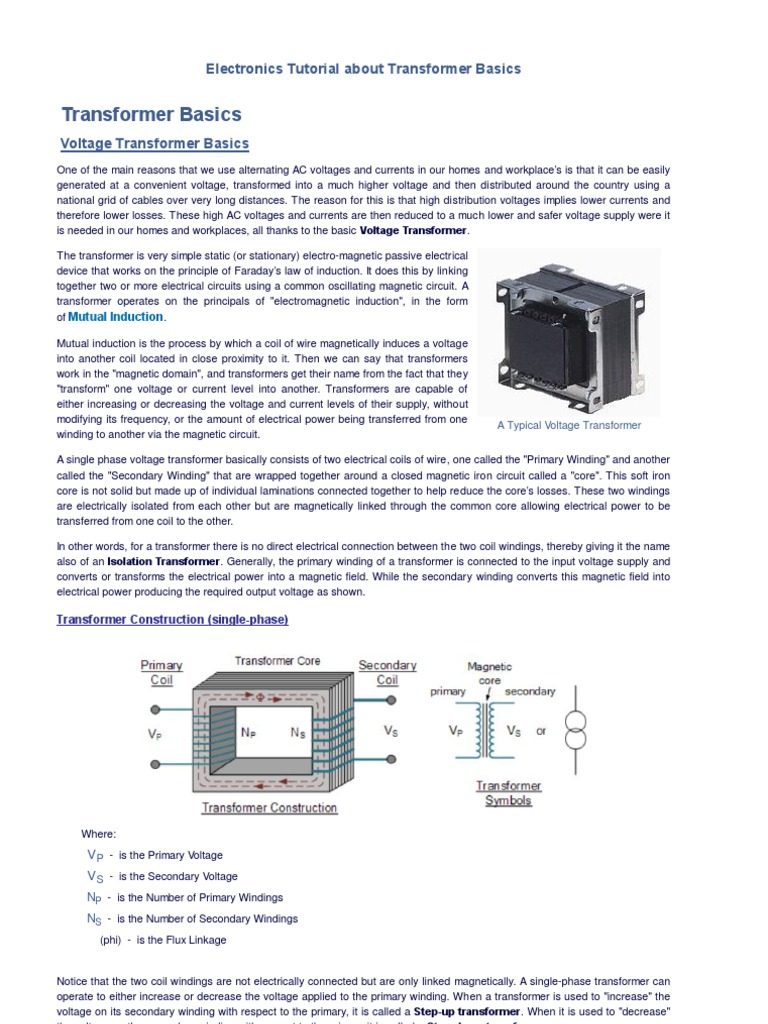 Voltage Transformer Basics Explained | PDF | Transformer ...