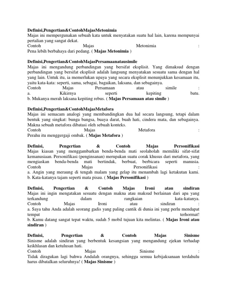 Contoh Kalimat Kalimat Majas PDF