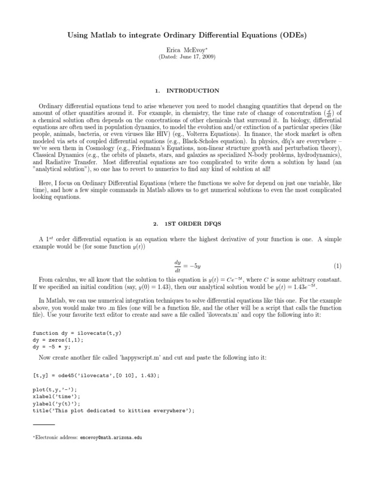 Integral Equations in Matlab | PDF | Chaos Theory | Ordinary ...