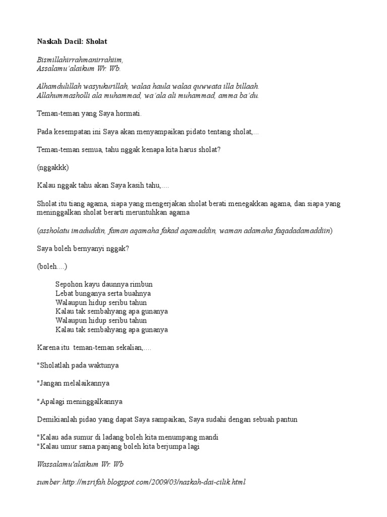 Naskah Dacil Sholat
