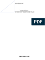 Determination of Acid Value: Chemical Engineering Department