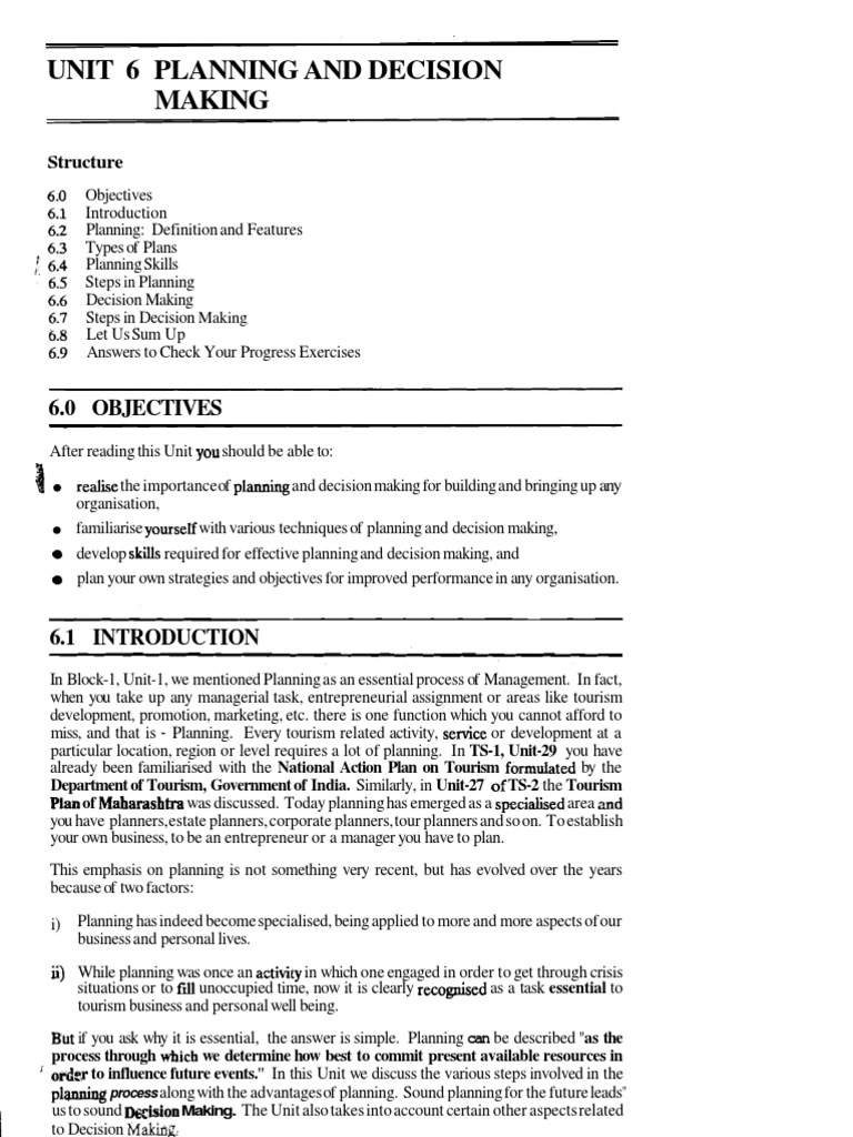 Planning and Decision Making Essentials | PDF | Strategic Planning ...