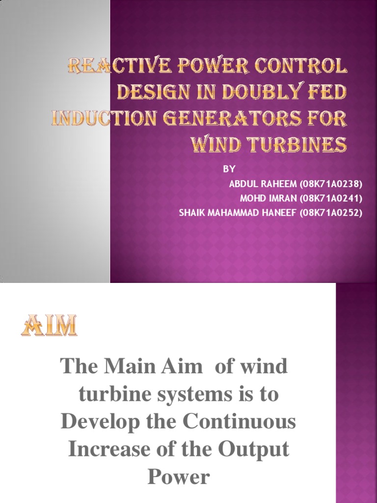 Reactive Power Control in Wind Turbines | PDF | Electric Generator ...