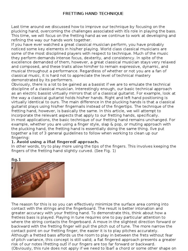 Fretting Hand Technique PDF Bass Guitar String Instruments