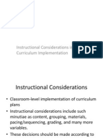 Instructional Considerations To Curriculum Implementation