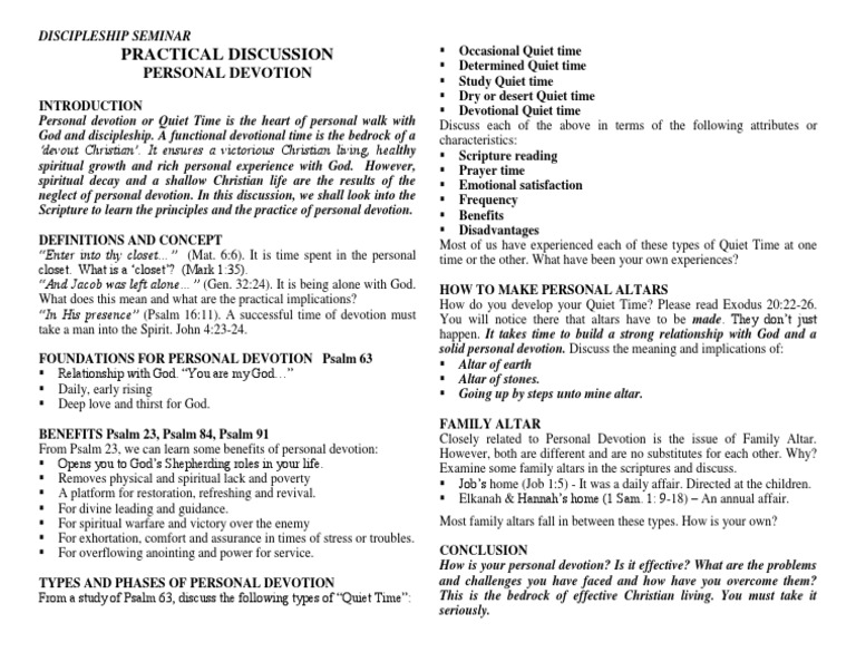 Essentials of Personal Devotion in Discipleship | PDF