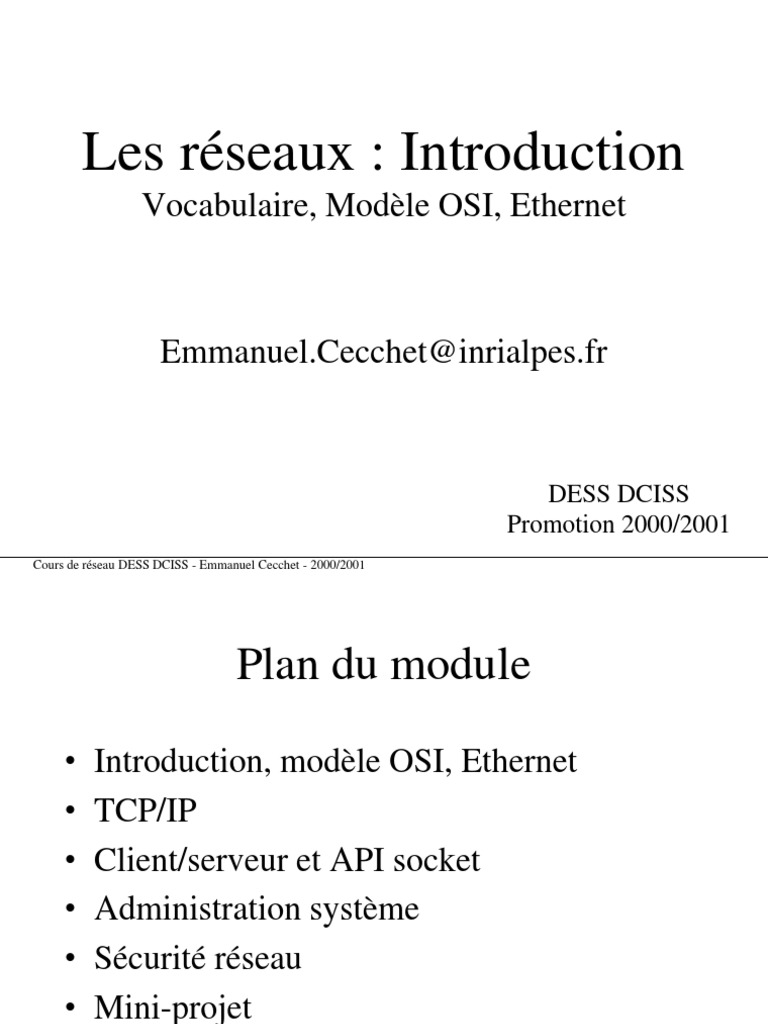 Les Réseaux - Introduction | PDF | Ethernet | Débit binaire