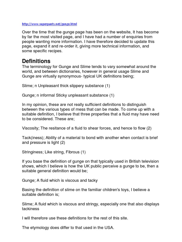Understanding Gunge and Slime Definitions | PDF | Polyethylene Glycol ...