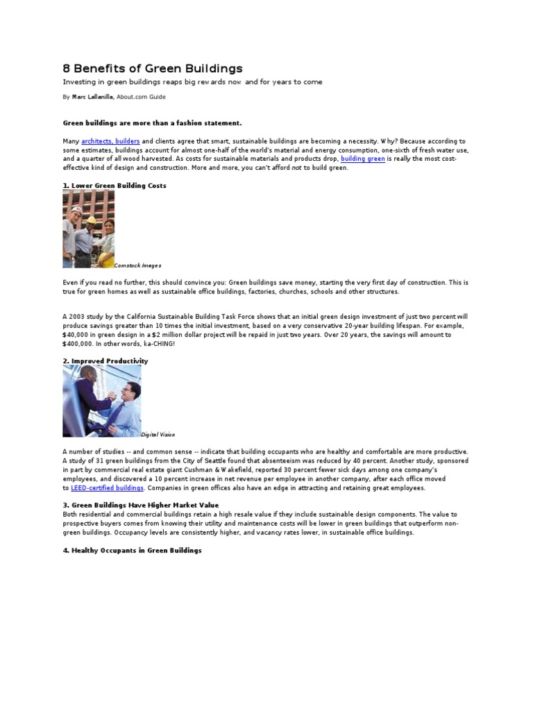 Benefits of Green Buildings Explained | PDF | Green Building ...