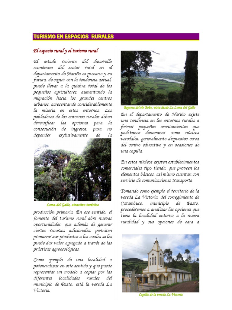 Actividades de Turismo Rural en Nariño | PDF | Área rural | Política ...