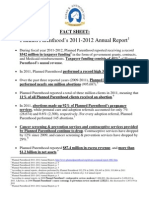 Susan B. Anthony List Fact Sheet: Planned Parenthood's 2011-2012 Annual Report 