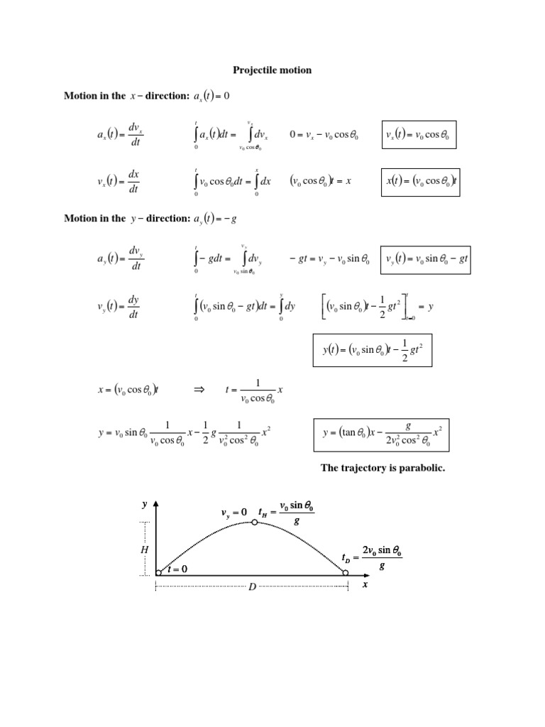 Projectile Motion Calculations | PDF