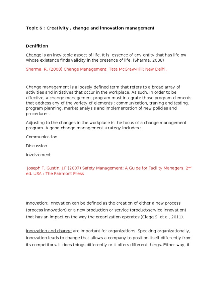 Managing Change and Innovation Strategies | PDF | Change Management ...