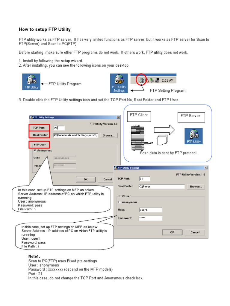 Konica Minolta FTP Setup Guide File Transfer Protocol Computer Data