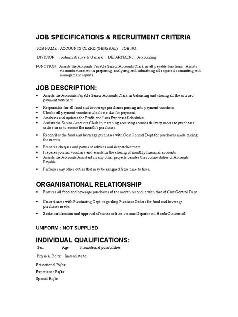Accounts Clerk | PDF