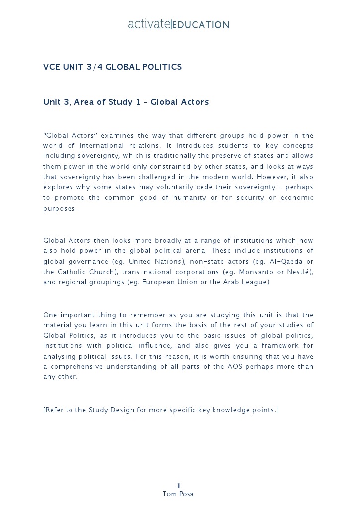 Unit 3 Aos 1 | PDF | Global Governance | Understanding