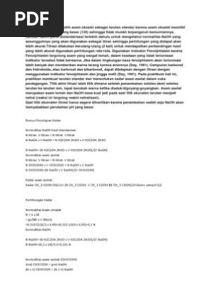 Dalam Praktikum Ini Dipilih Asam Oksalat Sebagai Larutan Standar Karena Asam Oksalat Memiliki Berat Ekuivalen Pdf