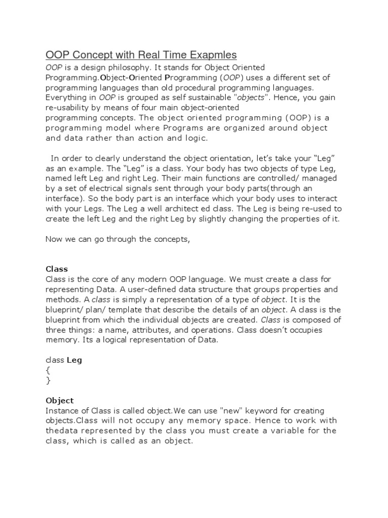 Real Time Example in Oops | PDF | Inheritance (Object Oriented ...