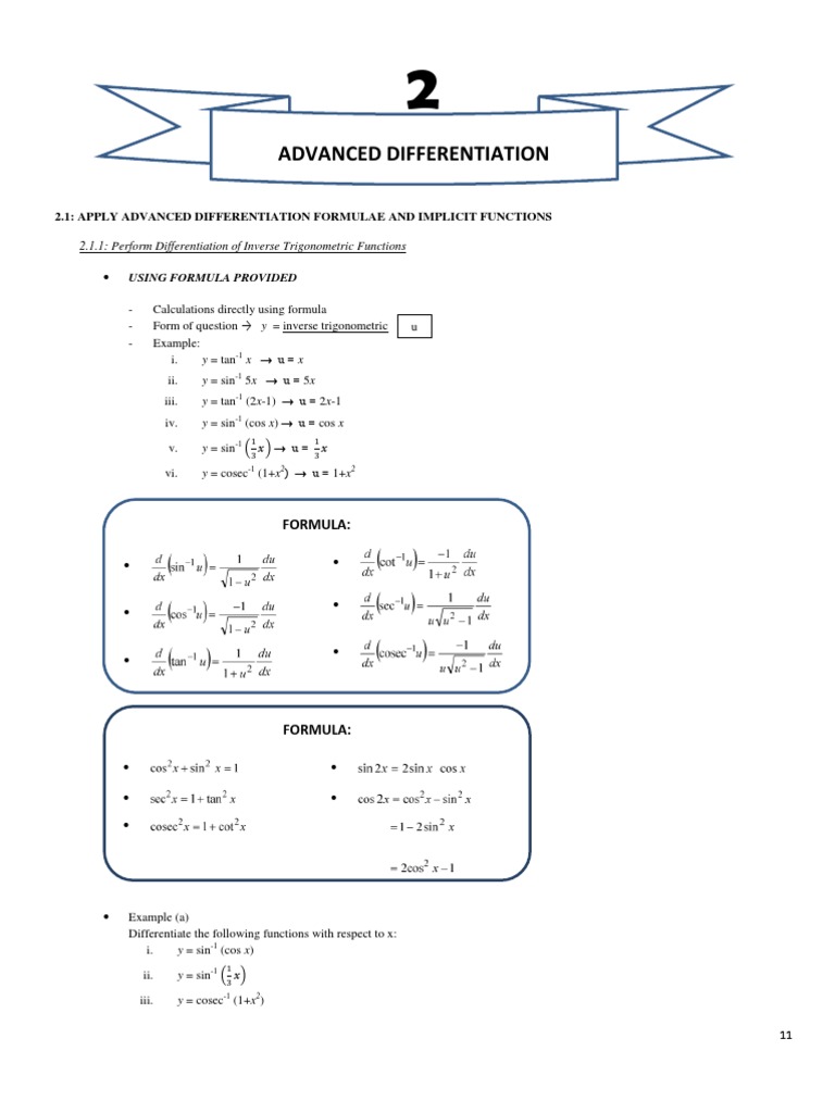Chapter 2 (2.1) : Advanced Differentiation Formula and Implicit ...