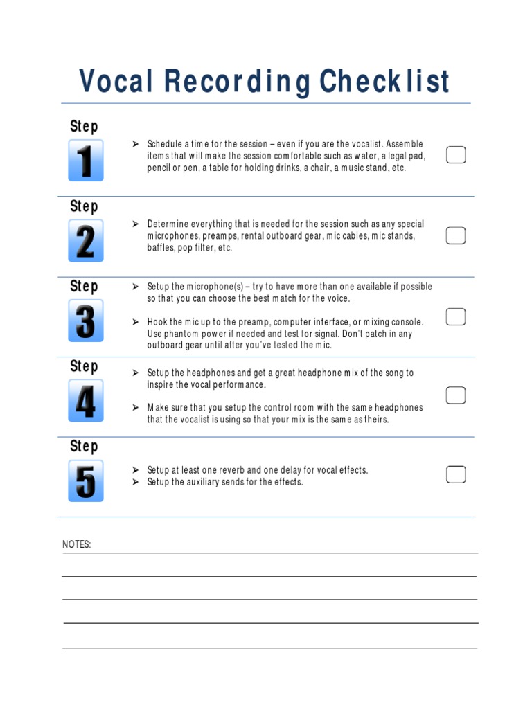 Vocal Recording Checklist | PDF | Foreign Language Studies | Art