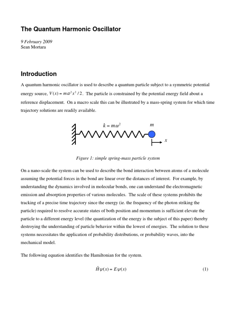 The Quantum Harmonic Oscillator PDF Quantum Mechanics Schrödinger