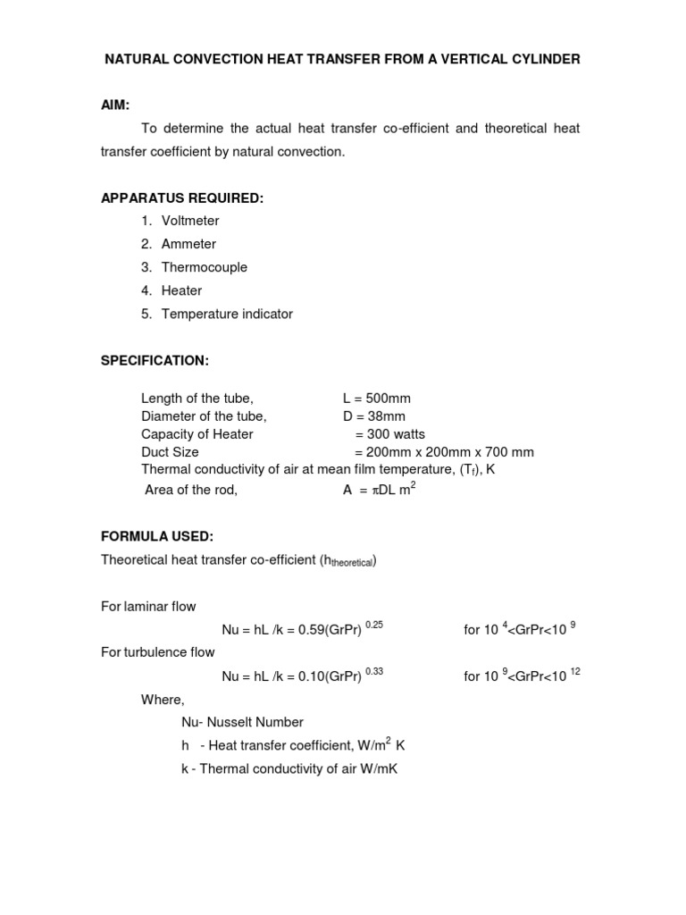 Natural Convection Heat Transfer From A Vertical Cylinder | PDF ...