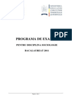 Programa Bac 2011 E d) Sociologie