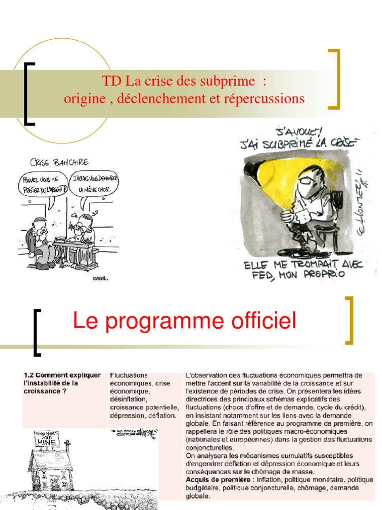 Crise des Subprimes : Origines et Impact | PDF | Subprime | Obligation ...
