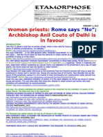 ARCHBISHOP OF DELHI SUPPORTS WOMENS ORDINATION