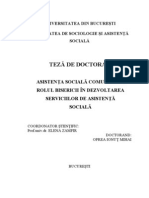 Asistenţa Socială Comunitară. Rolul Bisericii În Dezvoltarea Serviciilor de Asistenţă Socială