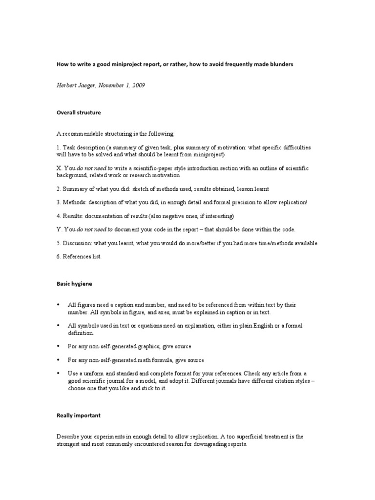 Writing Effective Miniproject Reports | PDF