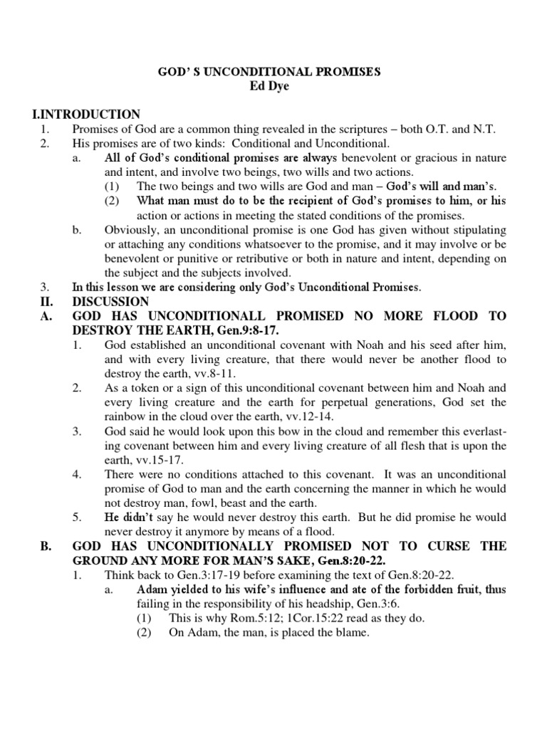 God's unconditional promises Book Of Genesis Last Judgment