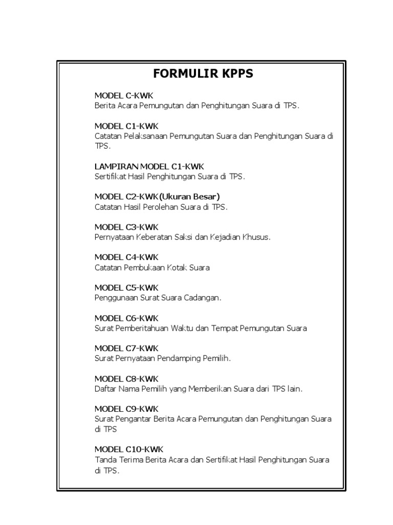 Formulir Kpps Pps