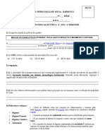 Avaliação 1º Bimestre 6º Ano Educação Fisica - 2012