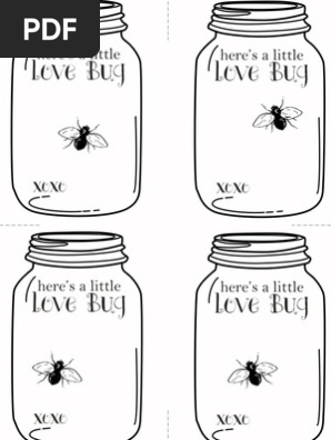 Valentine's Love Bug - Mason Jar Printable Cards