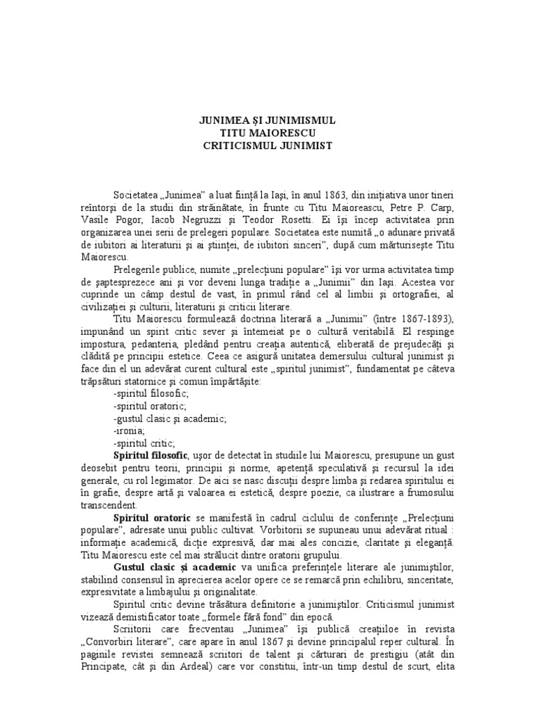 Junimea Si Junimismul | PDF