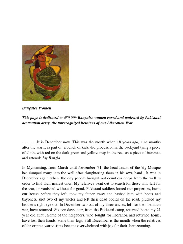 Female Bengali Freedom Fighters Bangladesh Politics (General)