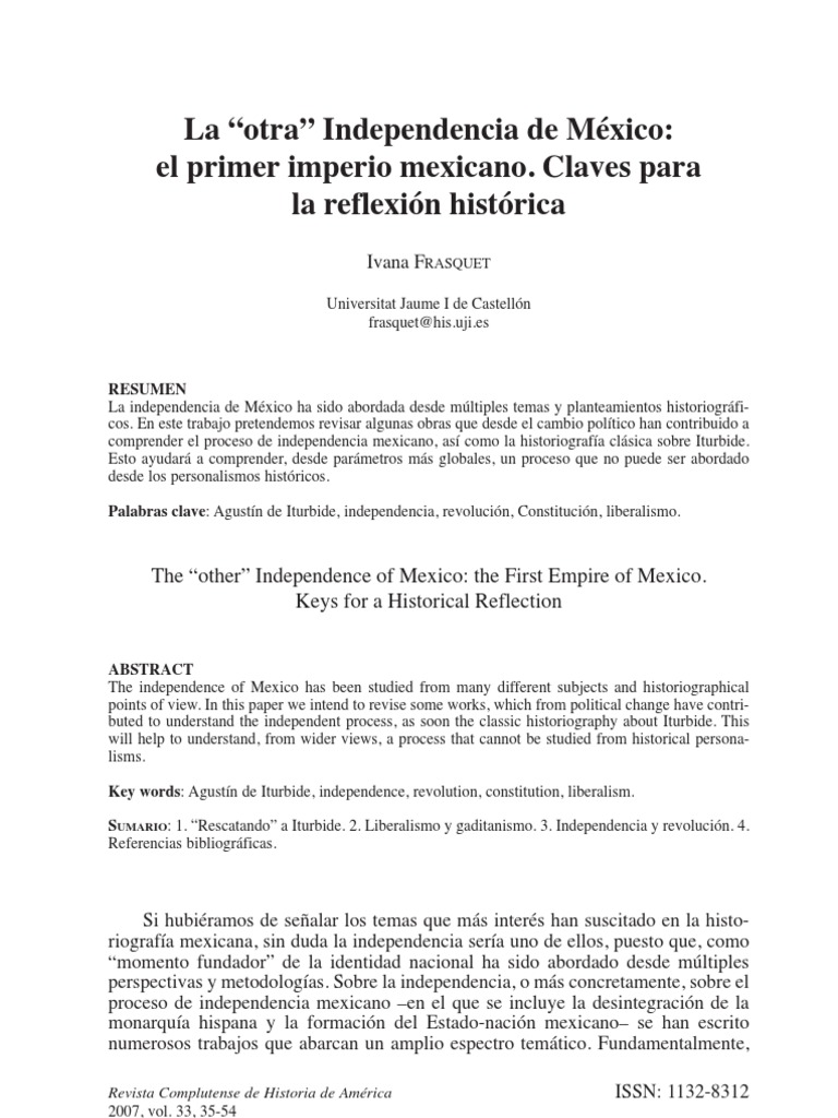 Reflexion HistoricaPrimer Imperio Mexicano PDF México España
