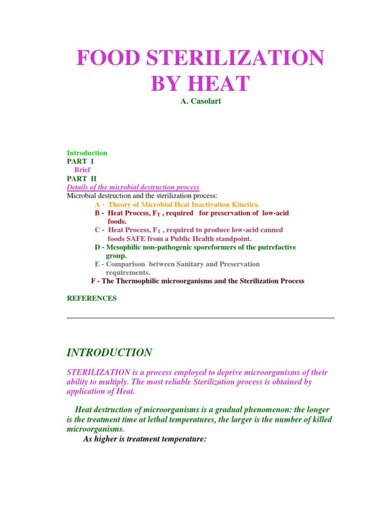 Heat Sterilization in Food Processing | PDF | Sterilization ...