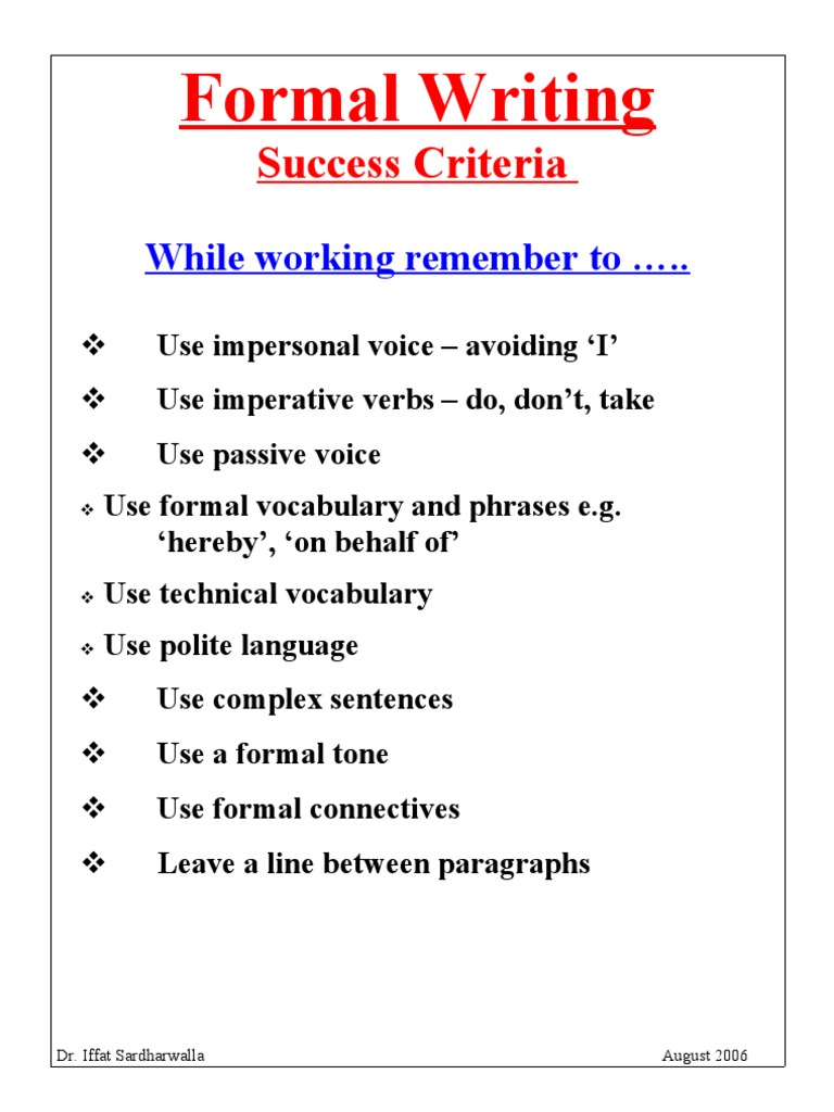 Formal Writing Guidelines | PDF
