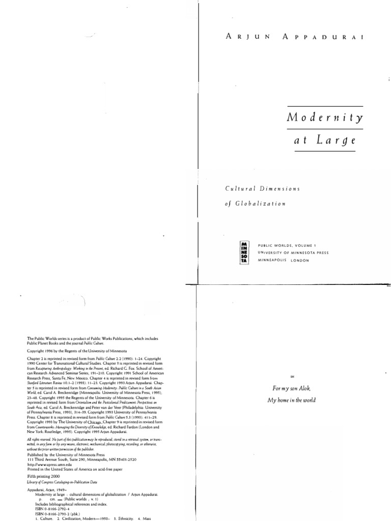 ARJUN APPADURAI MODERNITY AT LARGE CULTURAL DIMENSIONS OF GLOBALIZATION 1996 PDF visual data 7