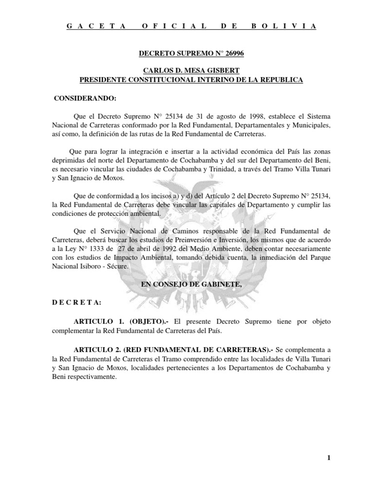 Complemento a la Red de Carreteras en Bolivia | PDF | América del Sur ...