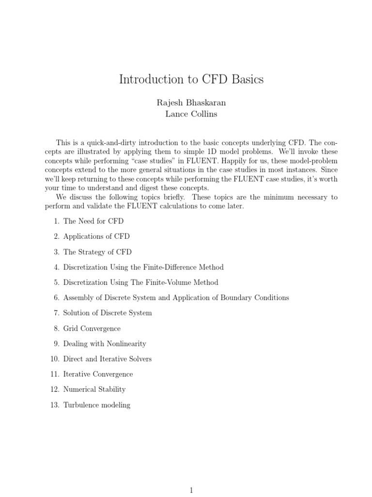 Introduction To CFD Basics: Rajesh Bhaskaran Lance Collins | PDF ...