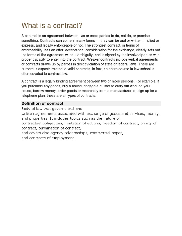 Understanding Contract Definitions | PDF
