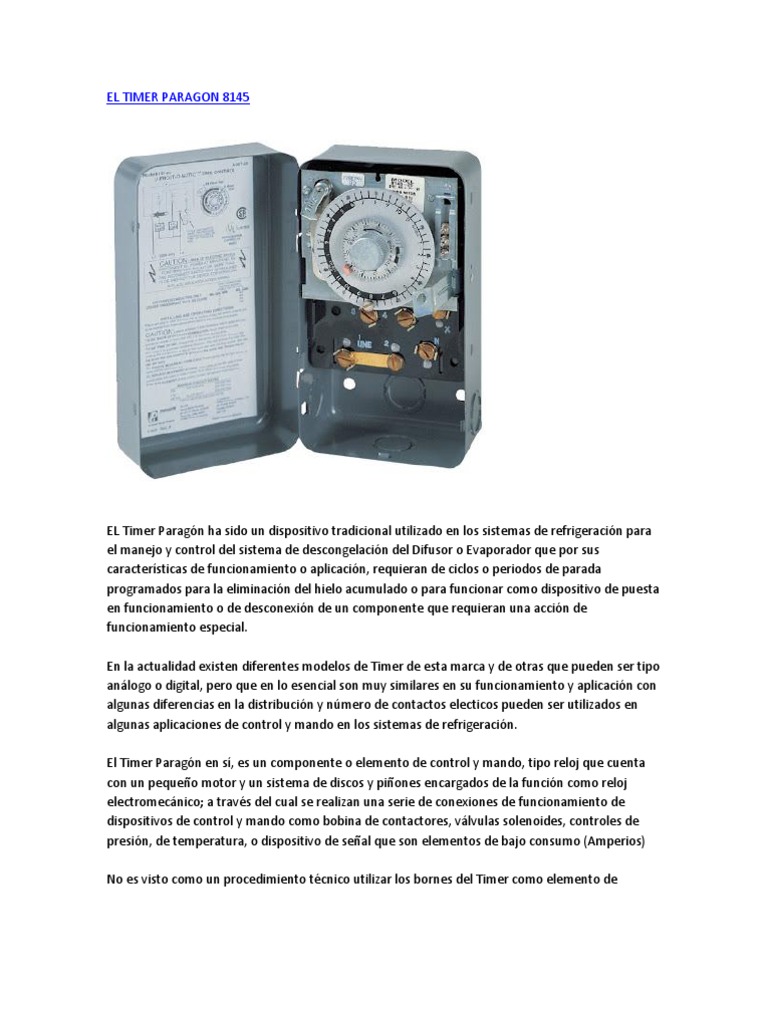 Manual del Timer Paragon 8145-20 | PDF